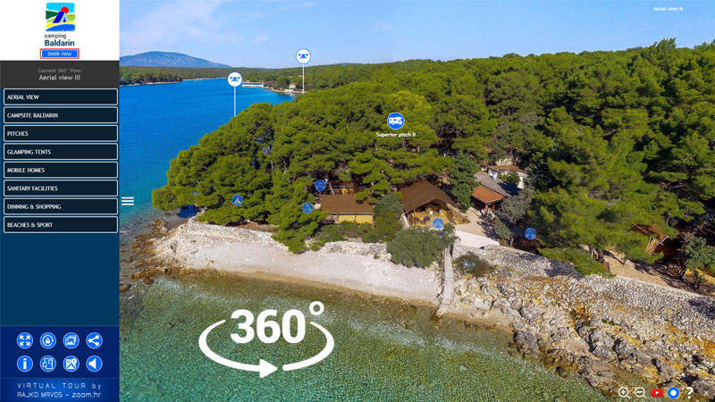 360 virtualna šetnja omogućuje gostu iz bilo kojeg dijela svijeta da prošeće kampom